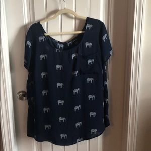 Torrid navy chiffon blouse